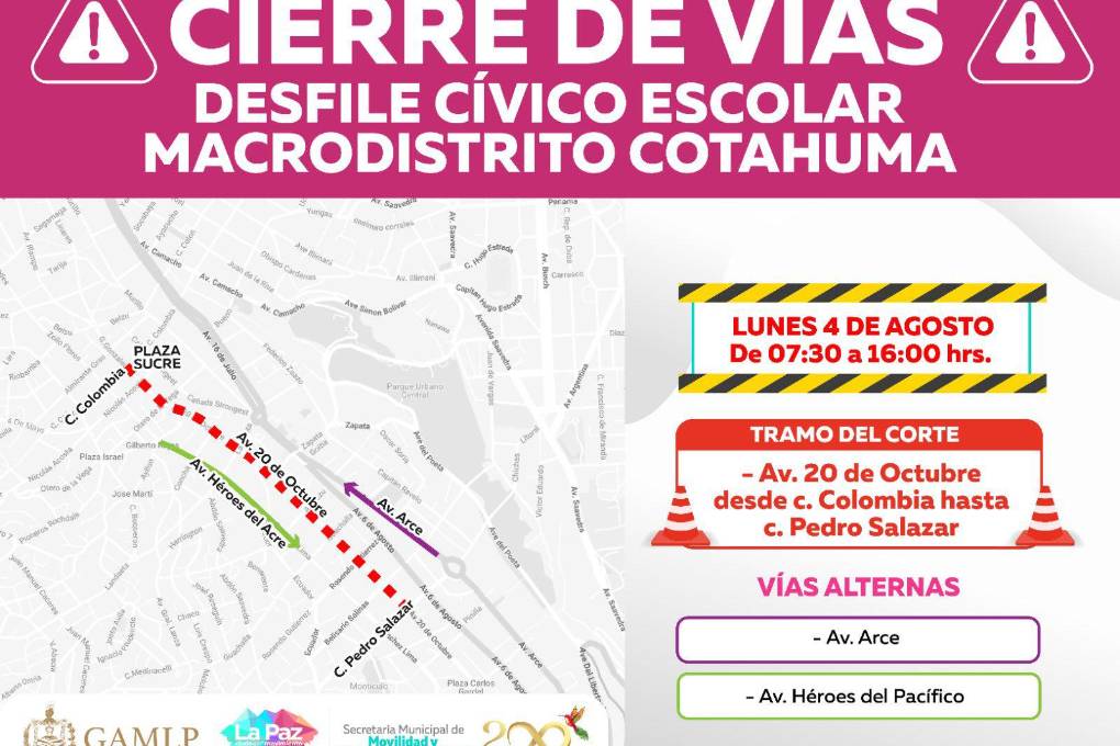 Cierre de vías en San Pedro y Sopocachi.