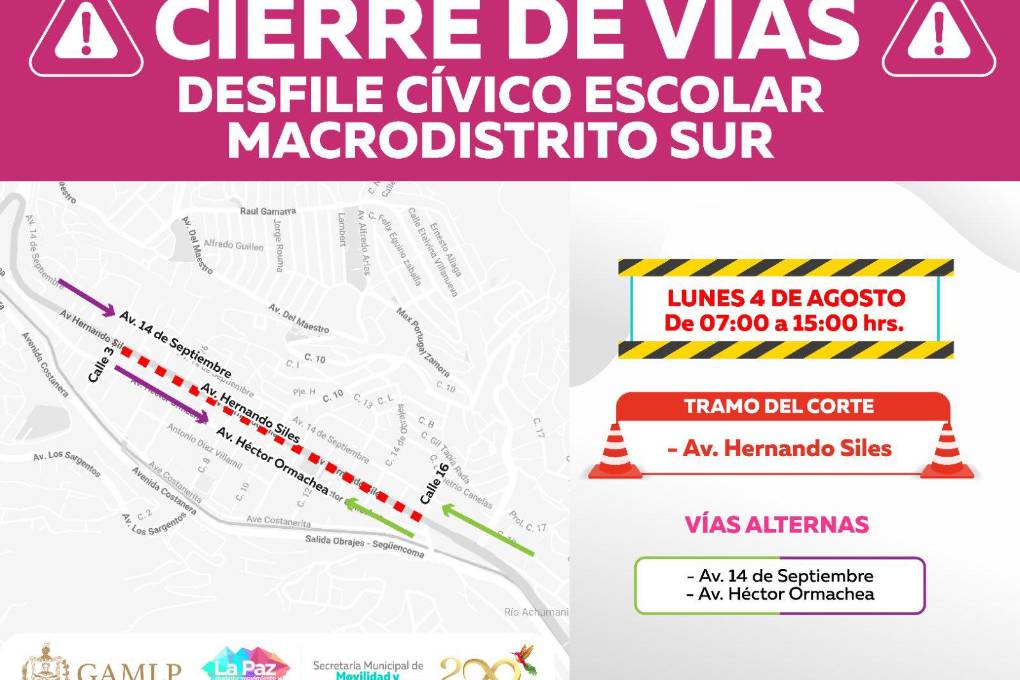 Cierre de vías en el Sur de La Paz.