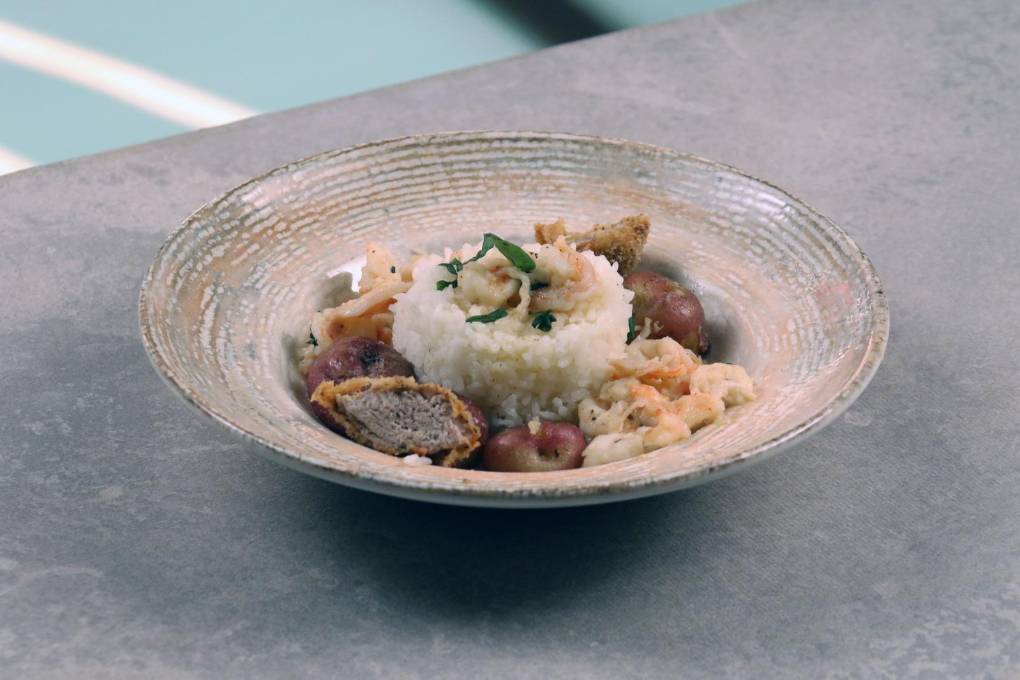 RuYun preparó langostinos con arroz y papines