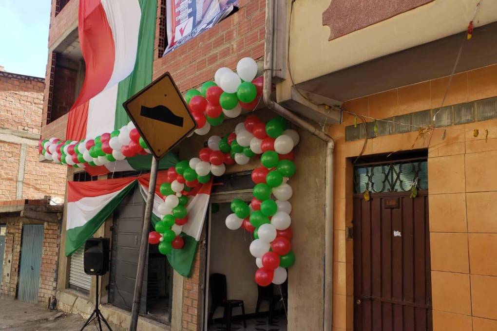 La casa de campaña inaugurada por el PDC en La Paz.