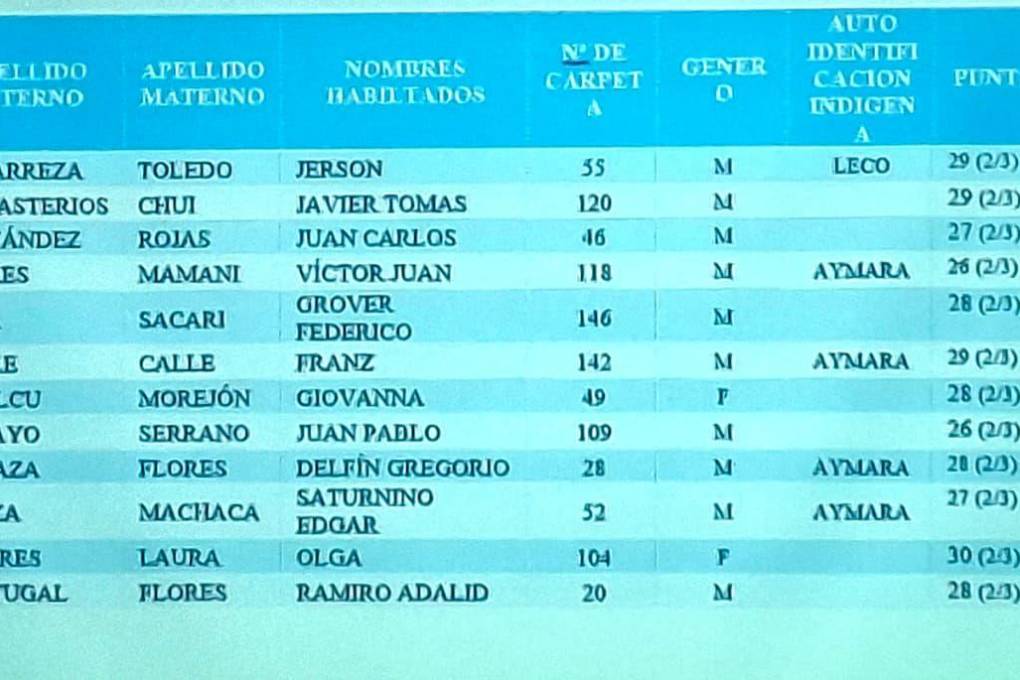 La lista de las ternas que envió la ALDLP a la Cámara de Diputados.